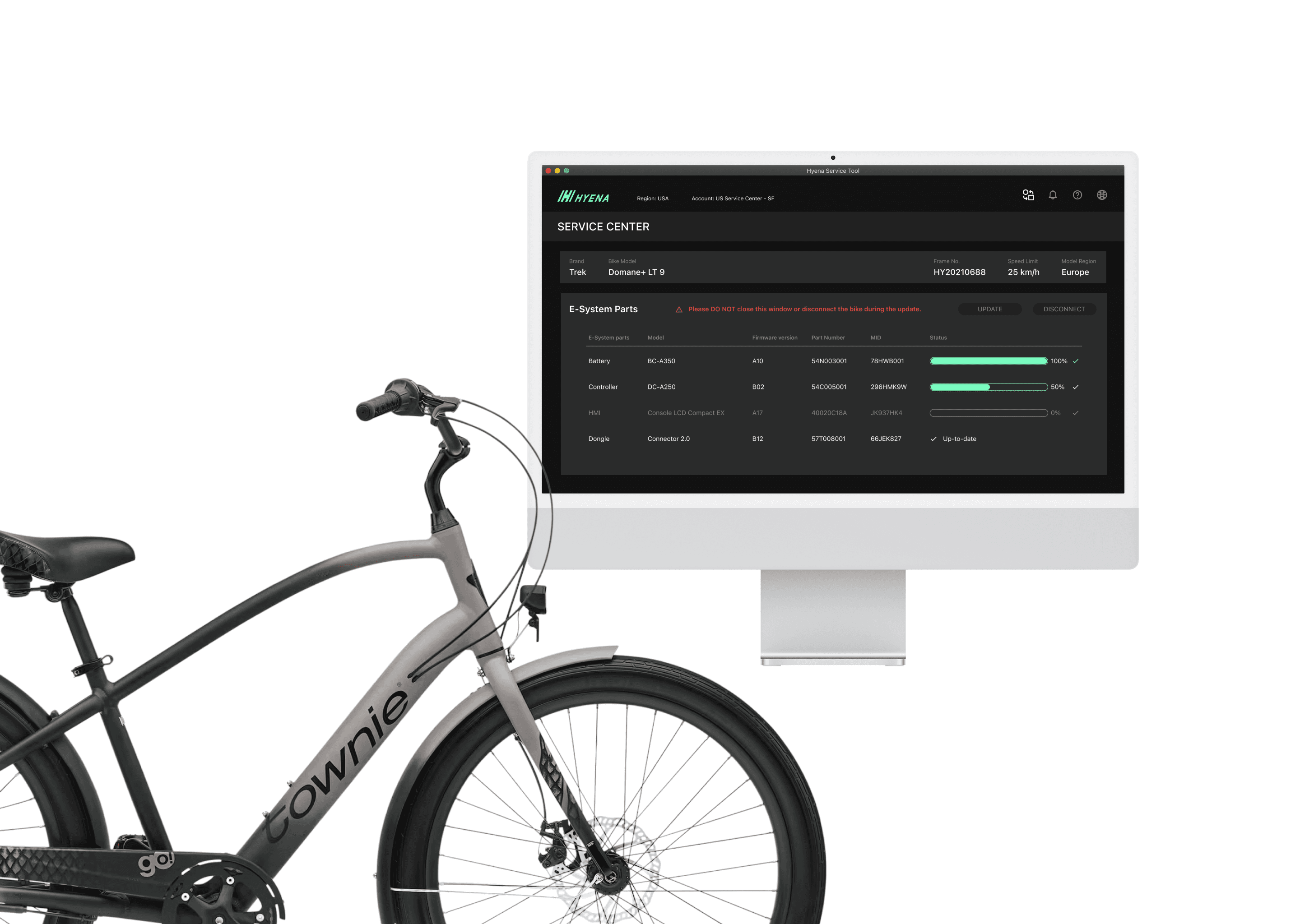 A Service-Center Tool to Identify, Connect, and Configure E-bikes